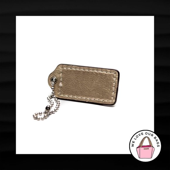 2" Medium COACH GOLD METALLIC LEATHER KEY FOB - Picture 2 of 2